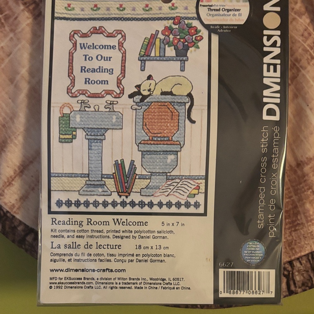 Dimensions Cross Stitch Kit - Reading Room Welcome vintage new 1992 NOS